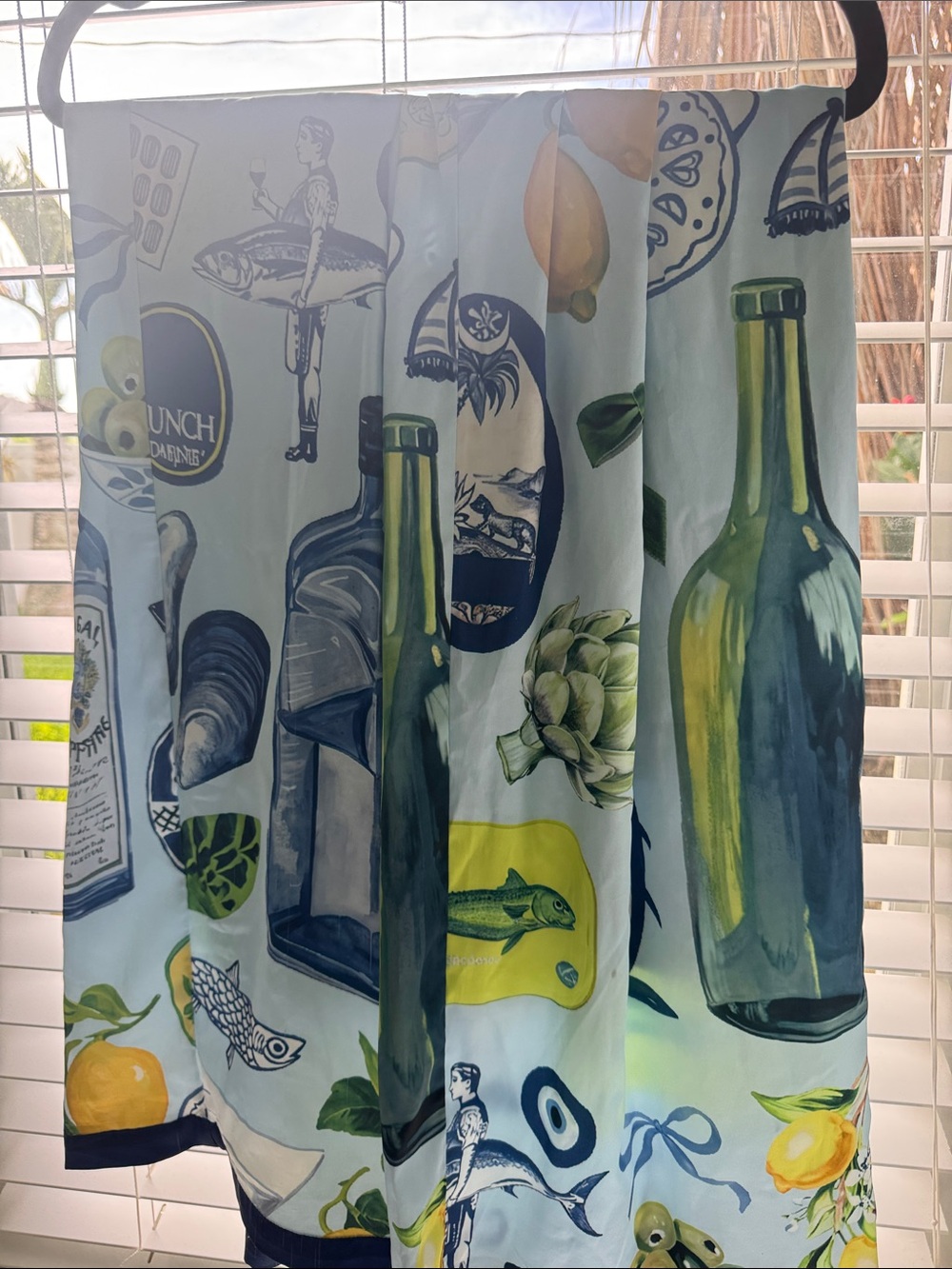 Coastal Bottle & Citrus Print Curtain Panel